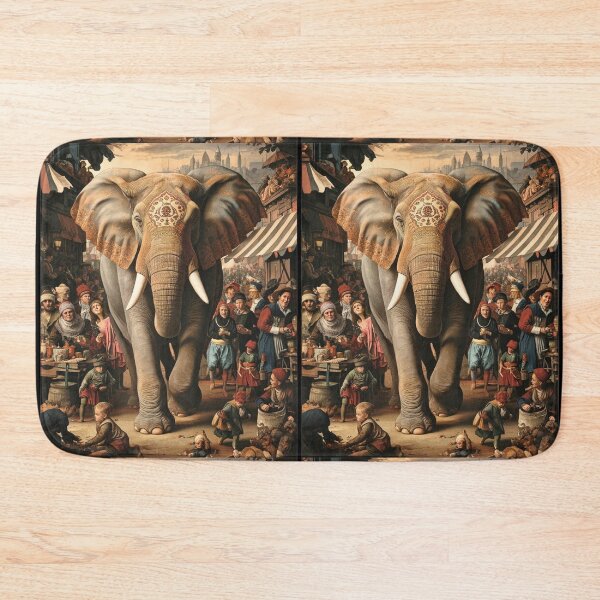 Item preview, Elephant Portrait. Fantasy elephant, Elephant painting, wild elephant, vintage elephant, Pieter Bruegel the Elder style designed and sold by ElephantVibes.