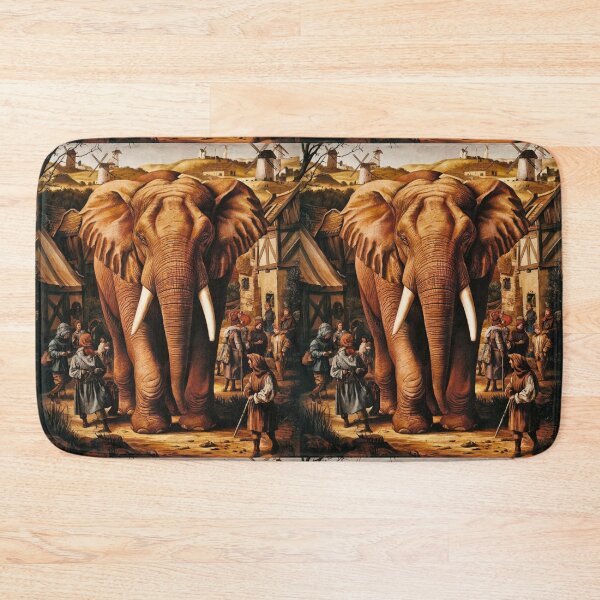 Item preview, Elephant Portrait. Fantasy elephant, Elephant painting, wild elephant, vintage elephant, Pieter Bruegel the Elder style designed and sold by ElephantVibes.