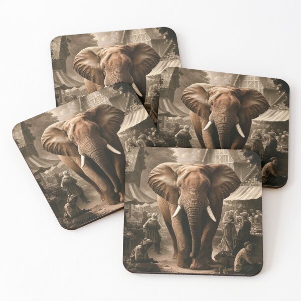 Item preview, Elephant Portrait. Fantasy elephant, Elephant painting, wild elephant, vintage elephant, Pieter Bruegel the Elder style designed and sold by ElephantVibes.