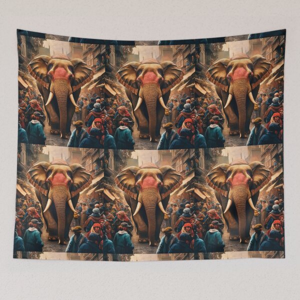 Item preview, Elephant Portrait. Fantasy elephant, Elephant painting, wild elephant, vintage elephant, Pieter Bruegel the Elder style designed and sold by ElephantVibes.
