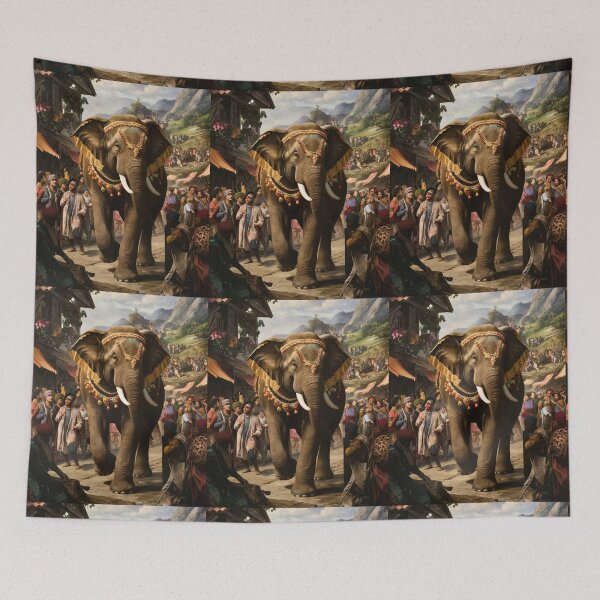 Item preview, Elephant Portrait. Fantasy elephant, Elephant painting, wild elephant, vintage elephant, Pieter Bruegel the Elder style designed and sold by ElephantVibes.