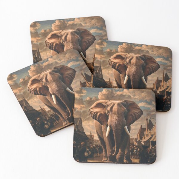 Item preview, Elephant Portrait. Fantasy elephant, Elephant painting, wild elephant, vintage elephant, Pieter Bruegel the Elder style designed and sold by ElephantVibes.