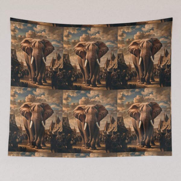 Item preview, Elephant Portrait. Fantasy elephant, Elephant painting, wild elephant, vintage elephant, Pieter Bruegel the Elder style designed and sold by ElephantVibes.