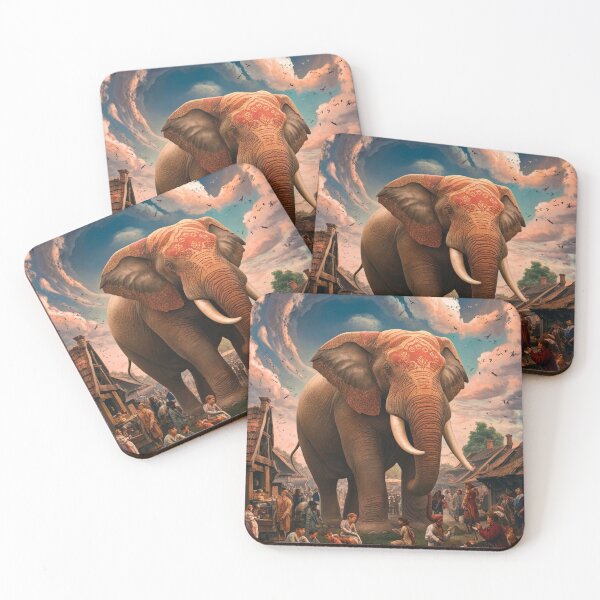 Item preview, Elephant Portrait. Fantasy elephant, Elephant painting, wild elephant, vintage elephant, Pieter Bruegel the Elder style designed and sold by ElephantVibes.