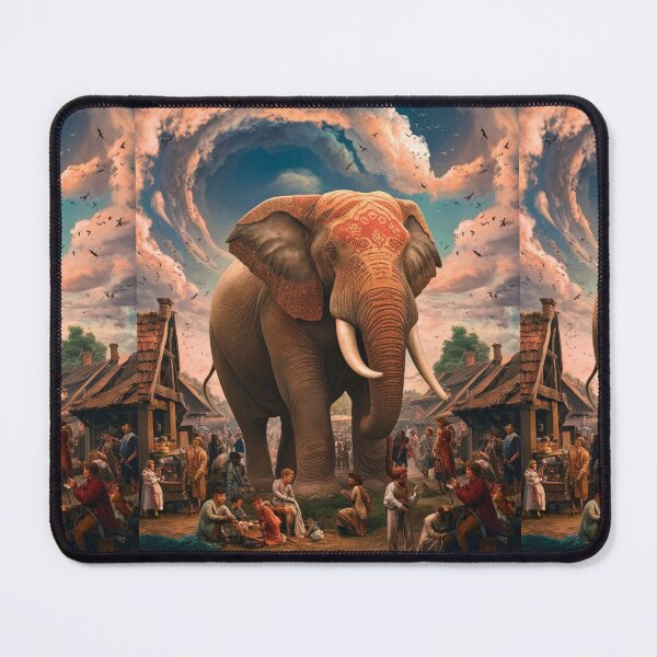 Item preview, Elephant Portrait. Fantasy elephant, Elephant painting, wild elephant, vintage elephant, Pieter Bruegel the Elder style designed and sold by ElephantVibes.