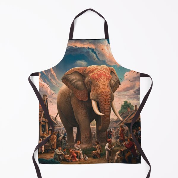 Item preview, Elephant Portrait. Fantasy elephant, Elephant painting, wild elephant, vintage elephant, Pieter Bruegel the Elder style designed and sold by ElephantVibes.