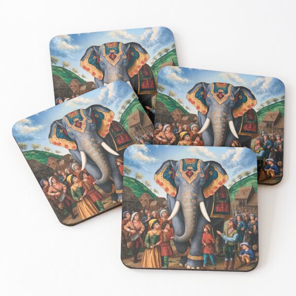 Item preview, Elephant Portrait. Fantasy elephant, Elephant painting, wild elephant, vintage elephant, Pieter Bruegel the Elder style designed and sold by ElephantVibes.