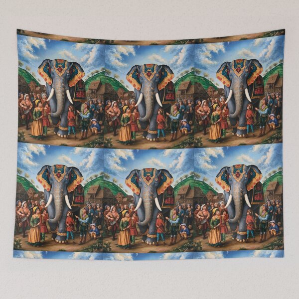 Item preview, Elephant Portrait. Fantasy elephant, Elephant painting, wild elephant, vintage elephant, Pieter Bruegel the Elder style designed and sold by ElephantVibes.