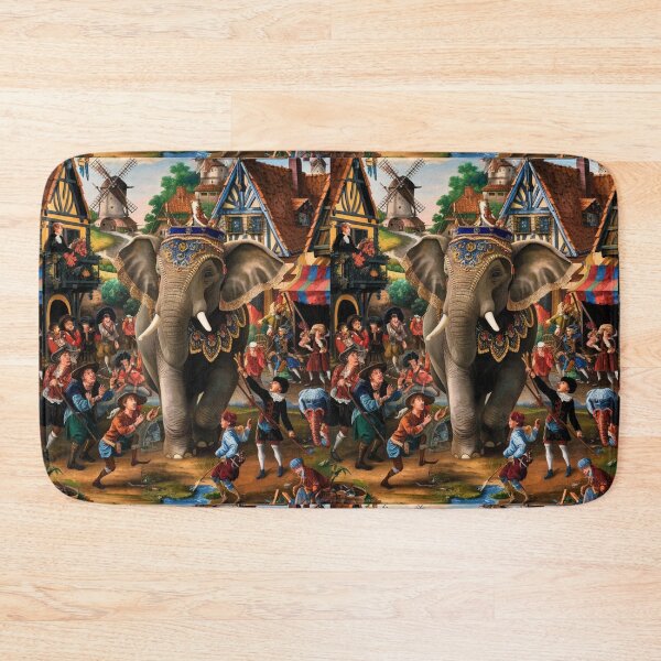 Item preview, Elephant Portrait. Fantasy elephant, Elephant painting, wild elephant, vintage elephant, Pieter Bruegel the Elder style designed and sold by ElephantVibes.