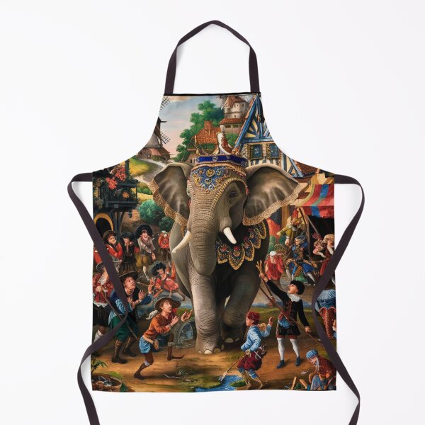 Item preview, Elephant Portrait. Fantasy elephant, Elephant painting, wild elephant, vintage elephant, Pieter Bruegel the Elder style designed and sold by ElephantVibes.