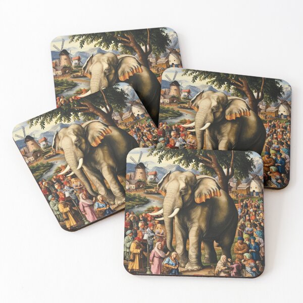 Item preview, Elephant Portrait. Fantasy elephant, Elephant painting, wild elephant, vintage elephant, Pieter Bruegel the Elder style designed and sold by ElephantVibes.