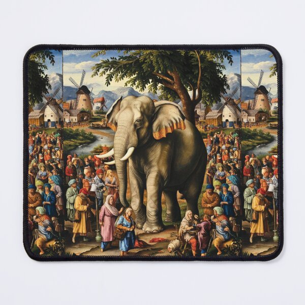 Item preview, Elephant Portrait. Fantasy elephant, Elephant painting, wild elephant, vintage elephant, Pieter Bruegel the Elder style designed and sold by ElephantVibes.