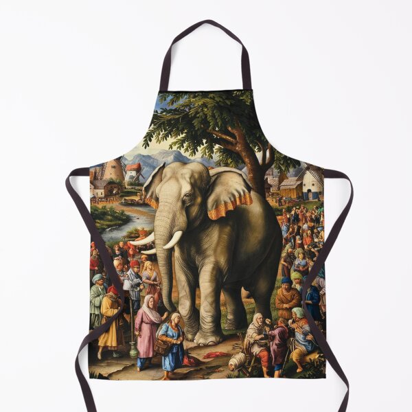 Item preview, Elephant Portrait. Fantasy elephant, Elephant painting, wild elephant, vintage elephant, Pieter Bruegel the Elder style designed and sold by ElephantVibes.