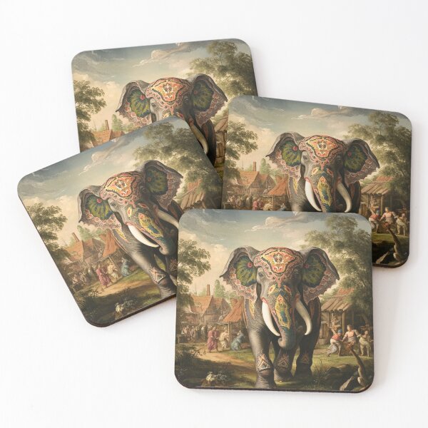 Item preview, Elephant Portrait. Fantasy elephant, Elephant painting, wild elephant, vintage elephant, Pieter Bruegel the Elder style designed and sold by ElephantVibes.