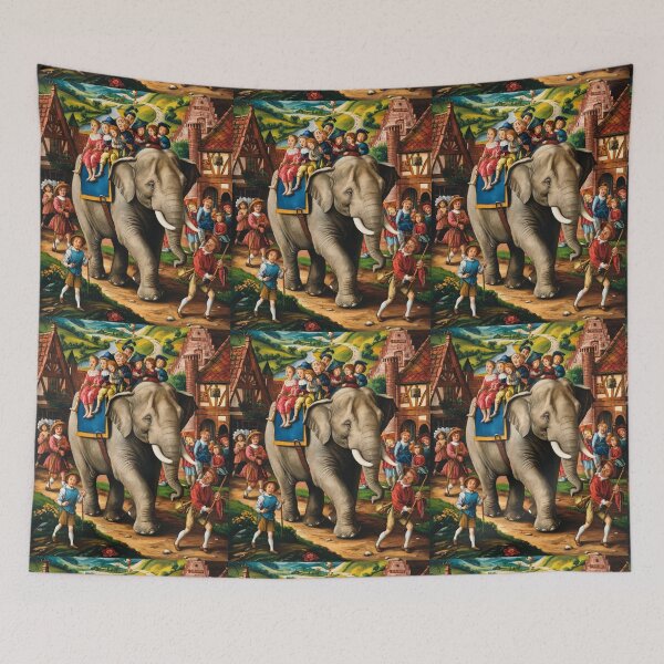 Item preview, Elephant Portrait. Fantasy elephant, Elephant painting, wild elephant, vintage elephant, Pieter Bruegel the Elder style designed and sold by ElephantVibes.