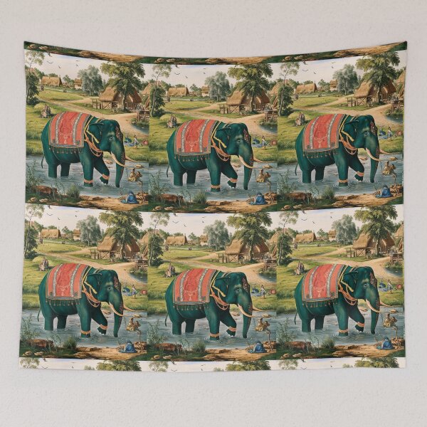 Item preview, Elephant Portrait. Fantasy elephant, Elephant painting, wild elephant, vintage elephant, Pieter Bruegel the Elder style designed and sold by ElephantVibes.