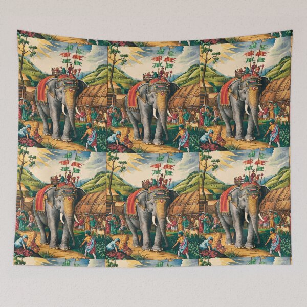 Item preview, Elephant Portrait. Fantasy elephant, Elephant painting, wild elephant, vintage elephant, Pieter Bruegel the Elder style designed and sold by ElephantVibes.