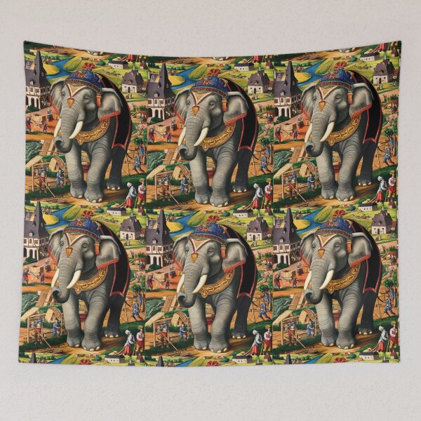 Item preview, Elephant Portrait. Fantasy elephant, Elephant painting, wild elephant, vintage elephant, Pieter Bruegel the Elder style designed and sold by ElephantVibes.
