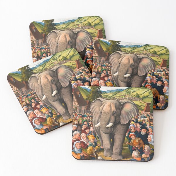 Item preview, Elephant Portrait. Fantasy elephant, Elephant painting, wild elephant, vintage elephant, Pieter Bruegel the Elder style designed and sold by ElephantVibes.
