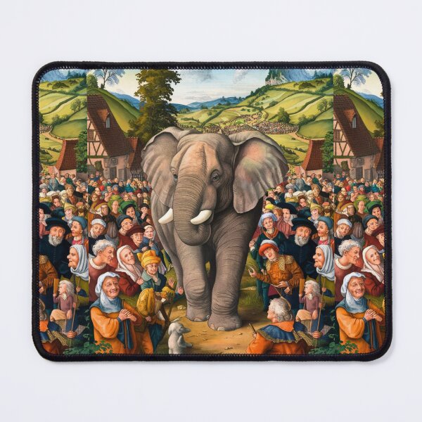 Item preview, Elephant Portrait. Fantasy elephant, Elephant painting, wild elephant, vintage elephant, Pieter Bruegel the Elder style designed and sold by ElephantVibes.