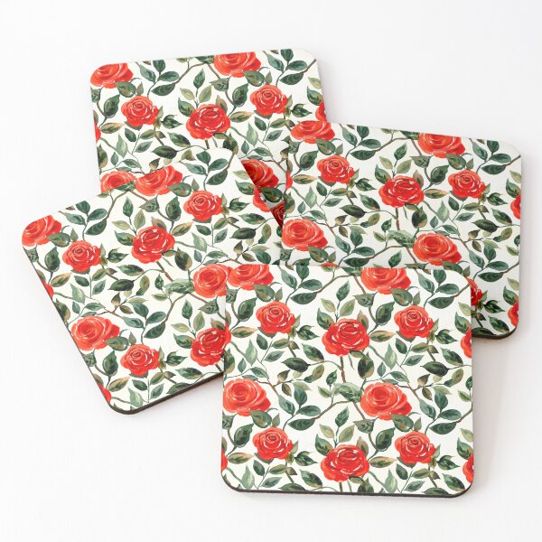 Item preview, Vibrant Red Rose Watercolor Pattern designed and sold by CleverboyDsgns.