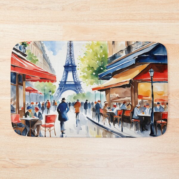 Item preview, Paris street cafe scene with Eiffel Tower designed and sold by JackFreestone.