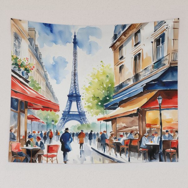 Item preview, Paris street cafe scene with Eiffel Tower designed and sold by JackFreestone.