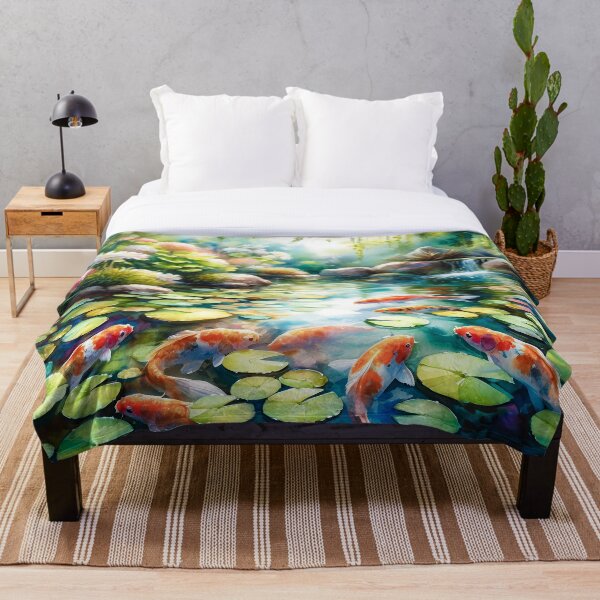 Item preview, pintura del estanque de peces koi designed and sold by SideKickCreates.