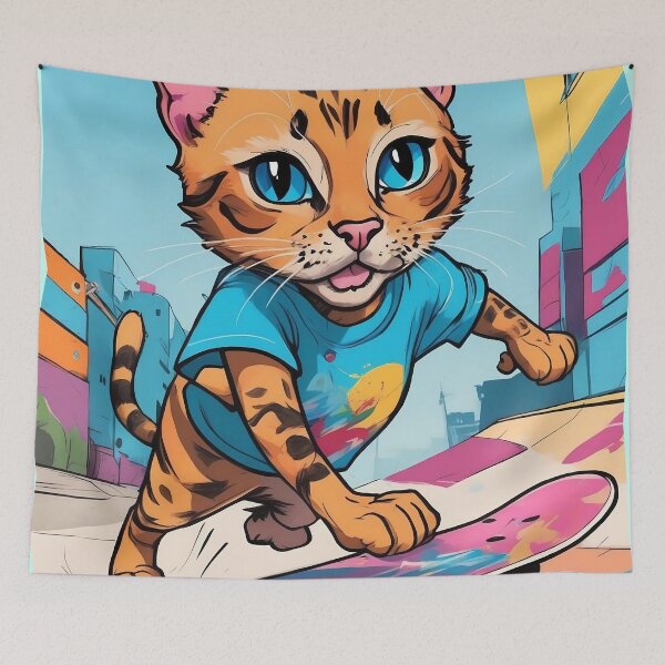 Item preview, Skateboarding Feline Thrills designed and sold by purrfect pattern.