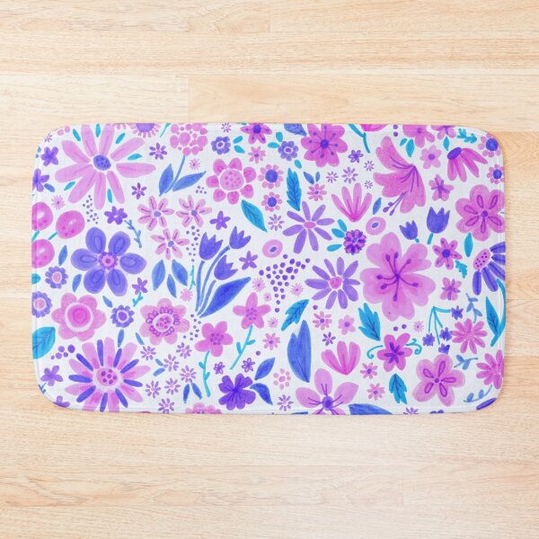 Aperçu de l'œuvre Motif de marqueur de fleurs sauvages rose vif et bleu créée et vendue par CircusCreative.
