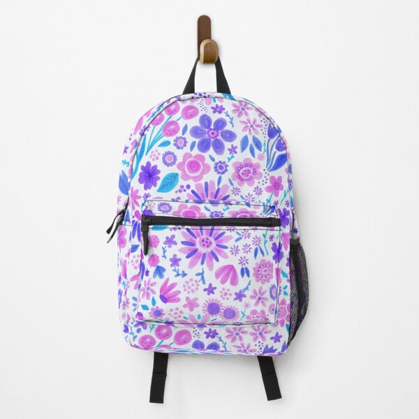 Aperçu de l'œuvre Motif de marqueur de fleurs sauvages rose vif et bleu créée et vendue par CircusCreative.