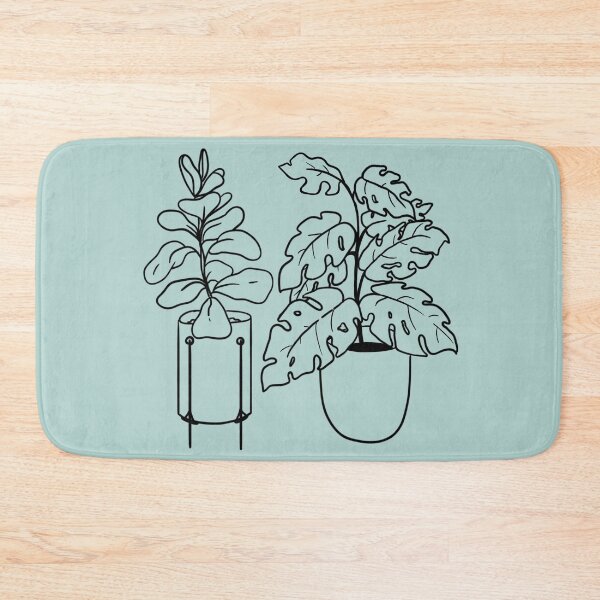 Item preview, Monstera and Fiddle Leaf Fig Cute Pot Plants (Aqua Theme) designed and sold by Chloe Lopez.