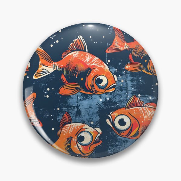 Aperçu de l'œuvre Poisson drôle en style bande dessinée sur fond bleu créée et vendue par FinFriends.