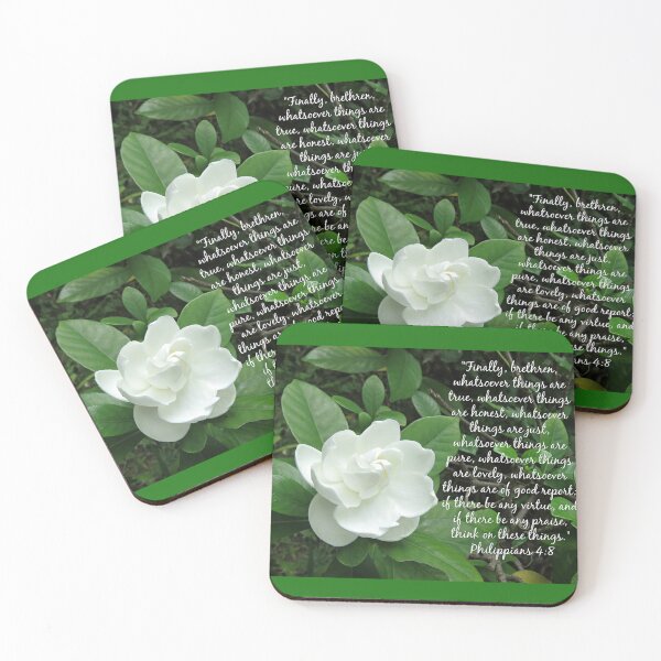 Item preview, Philippians 4:8 Scripture with Gardenia designed and sold by Linda Walsh.