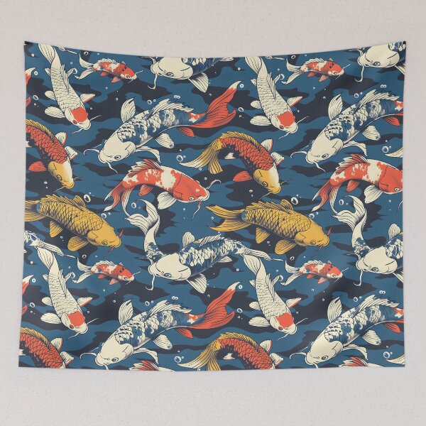 Item preview, Coloridos peces Koi en el estanque, carpa Koi japonesa designed and sold by FinFriends.