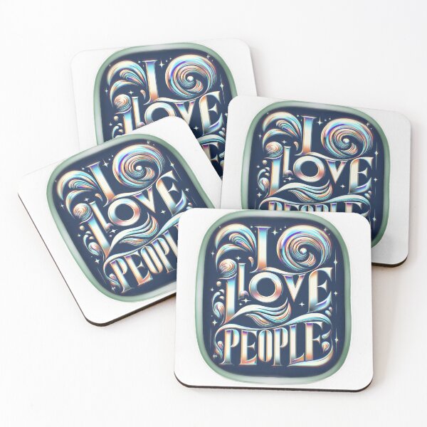Item preview, "I love people" typography - tourquoise  designed and sold by Queueka.