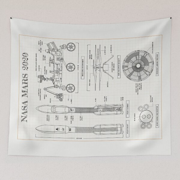 Item preview, NASA Mars 2020. Perseverance and Ingenuity (Ivory Brown Grid. Vertical) designed and sold by BGALAXY.