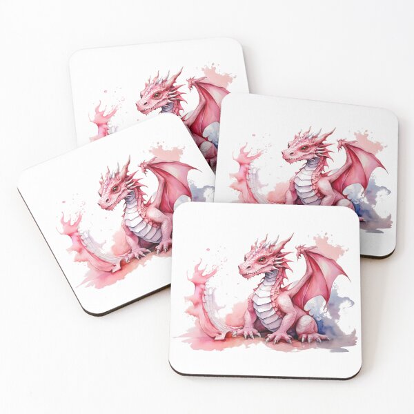 Item preview, a pink dragon as a digital watercolor - white background designed and sold by Rose Design & Photos.