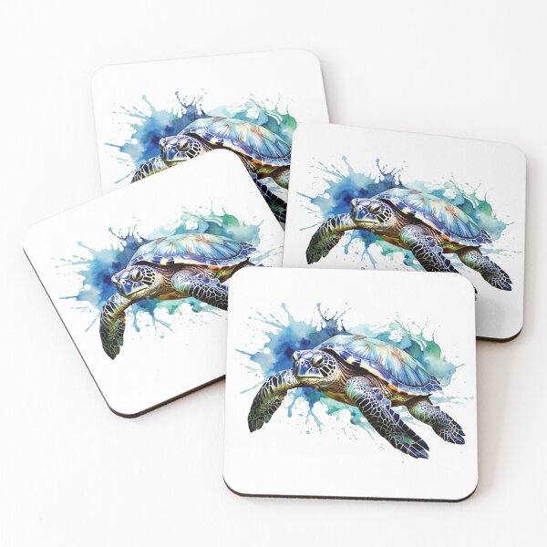 Item preview, a sea turtle as a digital watercolor - white background designed and sold by Rose Design & Photos.