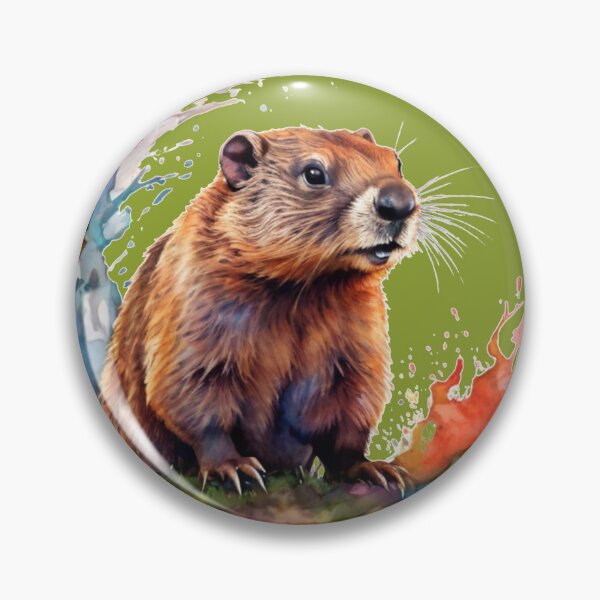 Item preview, a marmot as a digital watercolor - green background designed and sold by Rose Design & Photos.