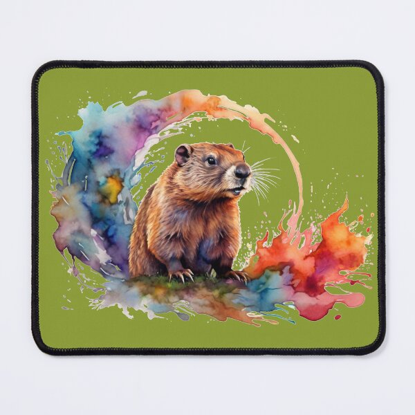 Item preview, a marmot as a digital watercolor - green background designed and sold by Rose Design & Photos.