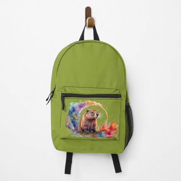 Item preview, a marmot as a digital watercolor - green background designed and sold by Rose Design & Photos.