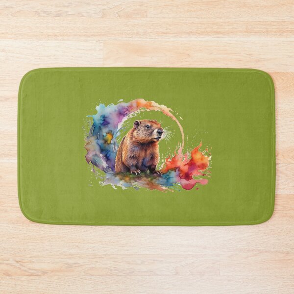 Item preview, a marmot as a digital watercolor - green background designed and sold by Rose Design & Photos.