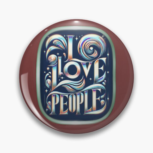 Item preview, "I love people" typography - tourquoise on peach  designed and sold by Queueka.