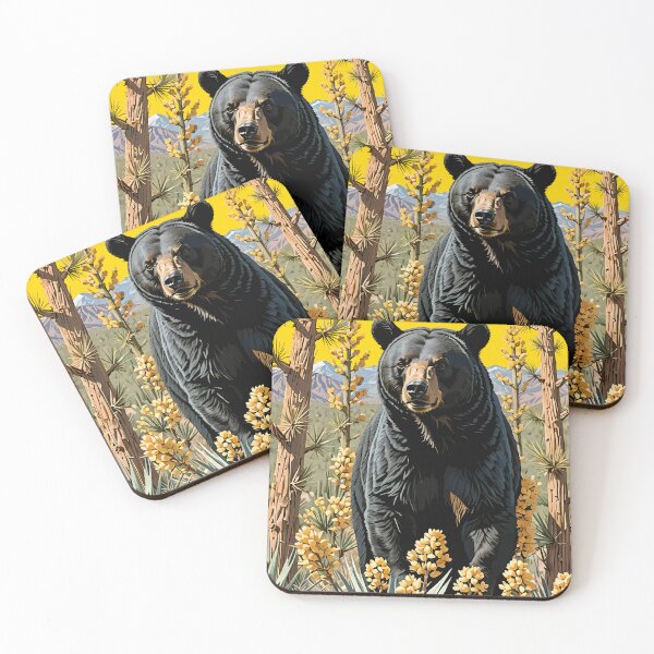 Item preview, A Black Colored Bear Surrounded By Yucca flower New Mexico State 1 designed and sold by taiche.