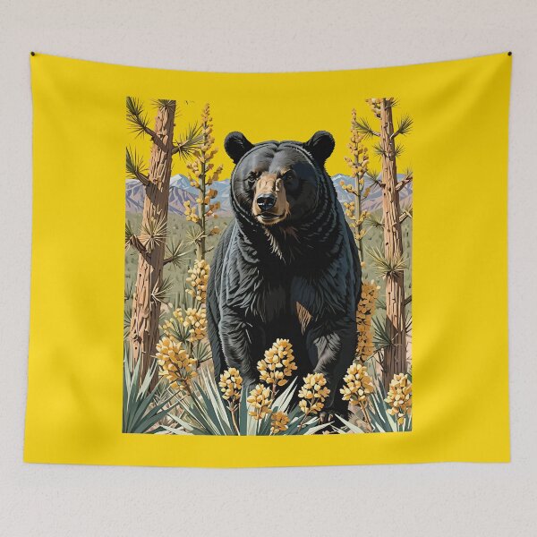 Item preview, A Black Colored Bear Surrounded By Yucca flower New Mexico State 1 designed and sold by taiche.