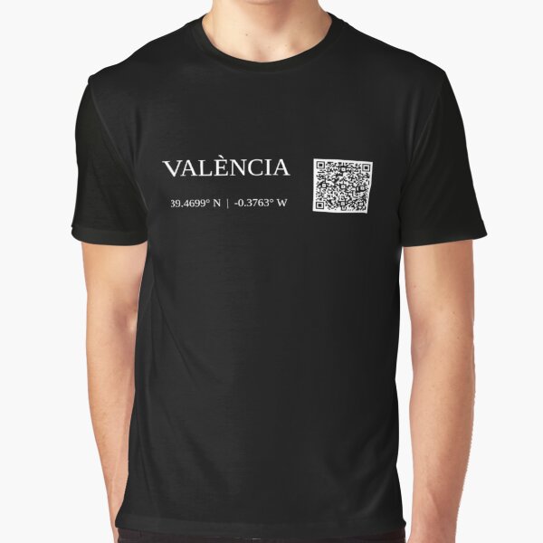 city of valÈncia spain text gps coords - dark t-shirt graphique