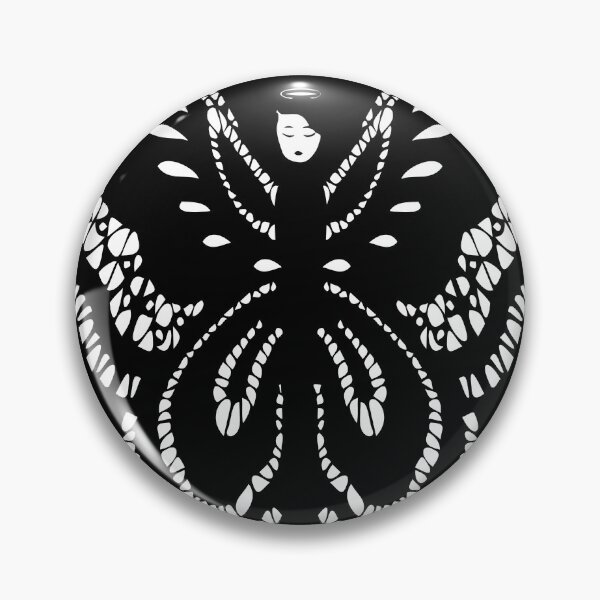 Item preview, SK Butterfly angle lady in elegant black and white lace heavenly gothic & punk, bib designed and sold by SueKnox.