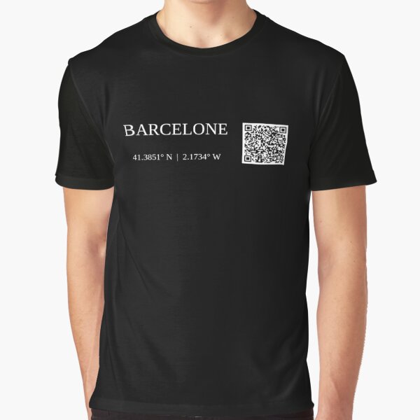 city of barcelone spain text gps coords - dark t-shirt graphique