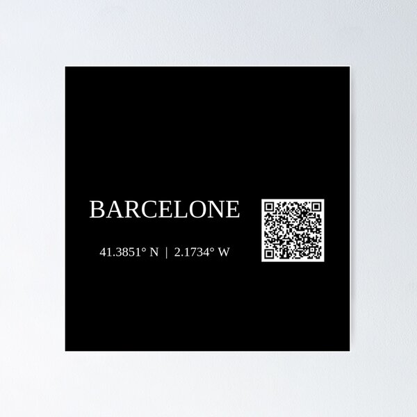 city of barcelone spain text gps coords - dark poster